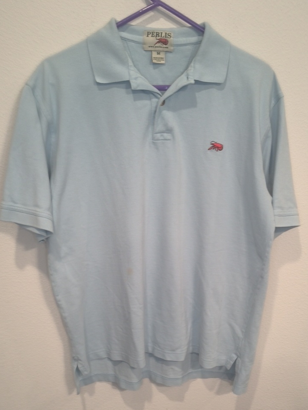 Perlis Men's Polo Shirt in Light Blue Medium